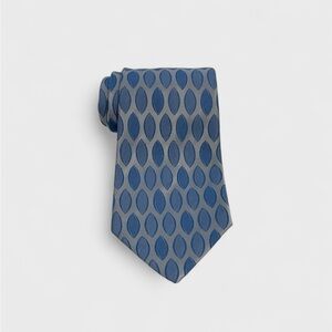 Vintage 70’s Louis Feraud Two-Tone Silk Jacquard Tie In Light Blue